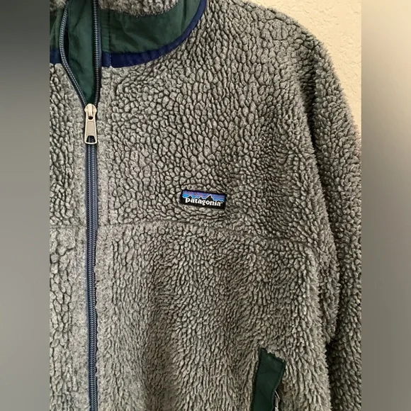 Patagonia Mens Large 90s PEF Deep Pile Fleece Zip Jacket M Gray USA Made Retro X - Picture 4 of 7